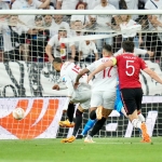 Youssef En-Nesyri cetak gol pembuka Sevilla ke gawang Manchester United.
