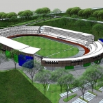 Maket stadion baru yang akan dibangun di dekat Bandara Internasional Dhoho Kediri. Foto: Ist.