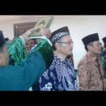 Prof Abdul Haris (no 2 dari kiri) mengucapkan sumpah jabatan saat dilantik sebagai Rektor UIN Malang.