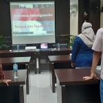 BPJS Kesehatan Pusat saat mengadakan media workshop melalui daring di Kantor BPJS Kesehatan Cabang Mojokerto. (foto: ist)