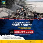 Pemkab Kediri resmi membuka rekening sebagai wadah penggalangan donasi bagi korban erupsi Gunung Semeru.
