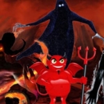 Ilustrasi keluarga iblis.