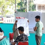 Proses hitung ulang suara di halaman kantor KPU Bangkalan.