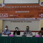 Pengumuman Hasil Penetapan Pasangan Calon Bupati dan Wakil Bupati Pemilihan Serentak Lanjutan Kabupaten Jember 2020. (foto: ist).