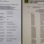 SK Kepengurusan DPC PPP Kab.Gresik versi Achmad Nadir (kubu Romy) dan versi Ali Mukid (kubu Djan Faridz). foto: dok/syuhud/BANGSAONLINE