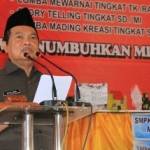 Walikota Mojokerto H Mas’ud Yunus saat menyampaikan pidatonya. (rochmad aris/BangsaOnline.com)