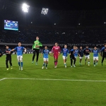 Pemain Napoli merayakan kemenangan setelah menang 2-0 atas Empoli.