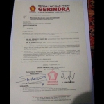 Surat rekomendasi dari Gerindra yang beredar di masyarakat.