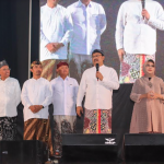 Gus Ipul saat memberi sambutan di Halal Bihalal Puncak Hardiknas di Gedung Kesenian Darmoyudo Kota Pasuruan