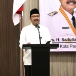 Wali Kota Pasuruan Saifullah Yusuf saat memberikan sambutan dalam pembukaan pembekalan petugas pelayanan pajak daerah.