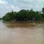 WASPADA: Tinggi muka air sungai Bengawan Solo di Bojonegoro terus naik. foto: BANGSAONLINE