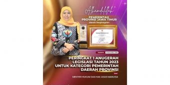 Jawa Timur Raih Peringkat I Anugerah Legislasi 2023, Gubernur Khofifah: Alhamdulillah