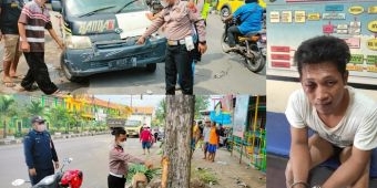 Dikejar Pemilik, ​Maling Mobil Pikap di Sidoarjo Tertangkap Usai Tabrak Pohon dan Tiga Pengendara