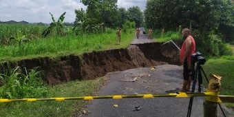 Diguyur Hujan Deras Berminggu-minggu, Jalan Penghubung Desa di Mojokerto Amblas