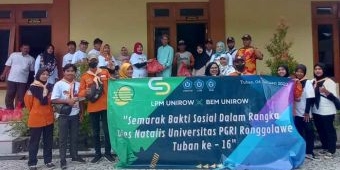 Peringati Dies Natalis, Unirow Tuban Salurkan Ribuan Paket Sembako untuk Korban Bencana