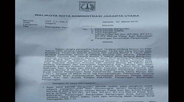 Warga Pasar Ikan Penjaringan Dideadline 7x24 Jam untuk Kosongkan Bangunan Warga Pasar Ikan Penjaringan Dideadline 7x24 Jam untuk Kosongkan Bangunan