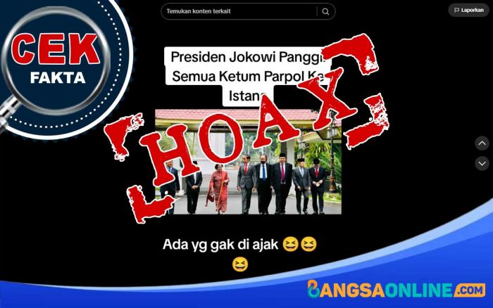 [Hoaks] - Presiden Jokowi Undang Ketua Umum Partai Politik ke Istana