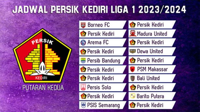 Jadwal Lengkap Persik Kediri di Liga 1 2023/2024 Putaran Kedua