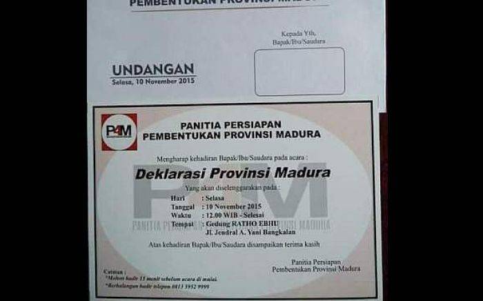 Undangan Deklarasi Provinsi Madura Beredar Luas Undangan Deklarasi Provinsi Madura Beredar Luas