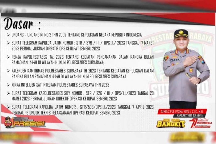 Operasi Ketupat Semeru 2023, Polrestabes Surabaya Larang Takbir Keliling