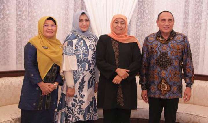 Gubernur Jawa Timur Khofifah Indar Parawansa bersama Gubernur Sumatra Utara Edy Rahmayadi. foto: istimewa/ bangsaonline.com