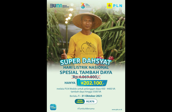Hari Listrik Nasional ke-76, pelanggan mendapatkan diskon dalam penambahan daya.