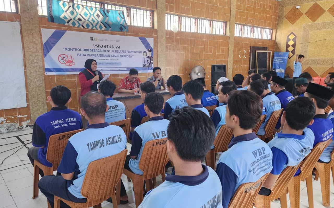 Seminar Psikoedukasi diikuti puluhan WBP kasus narkoba di Lapas Kelas II Sidoarjo, Senin (11/12/2023).