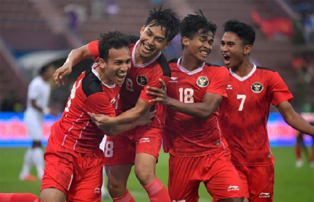 Para pemain Timnas Indonesia U-23 saat berlaga di SEA Games 2021.