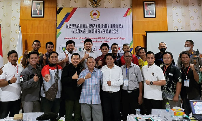 Suasana saat Musorkablub KONI Pamekasan yang mempercayai Djohan Susanto sebagai nahkoda baru periode 2021-2025.