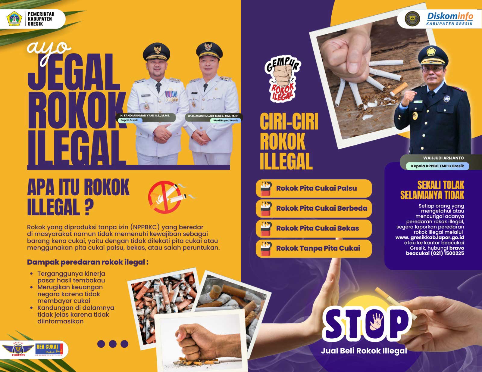 Bupati dan Wabup Gresik Ajak Masyarakat Jegal Peredaran Rokok Ilegal