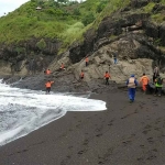Petugas saat menyisir Pantai Payangan, Jember.