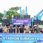 Groundbreaking dimulainya pembangunan Stadion Surajaya Lamongan, Selasa (27/2/2024). 