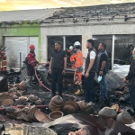 Kondisi Pasar Baru Tuban usai kebakaran hebat. Sebanyak 41 kios hangus.