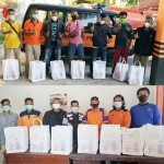Para relawan menerima bantuan paket penambah imun dari Bupati Pamekasan. 