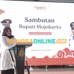 Bupati Mojokerto, Ikfina Fahmawati, saat konferensi pers terkait Majafest 2023. Foto: YUDI EKO PURNOMO/BANGSAONLINE