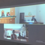 Tampilan layar saat sidang daring di tiga tempat. (foto: ist)