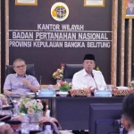 Menteri ATR/BPN, Nusron Wahid, saat memberi pengarahan kepada jajaran Kanwil BPN Kepulauan Bangka Belitung. 