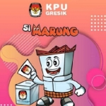 Si Marung (damar kurung bersarung), Maskot Pilbup Gresik 2020. foto: ist.