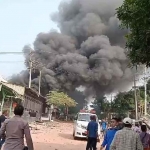Ledakan yang mengakibatkan kebakaran di Bangkalan.