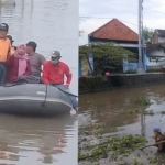 Kunadi saat sidak (kiri) dan kondisi sungai sebelum sidak.