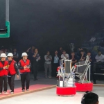 Tim ABU Robocon ITS (merah) saat bertanding melawan tim robot basket dari India di kompetisi ABU Robocon 2025 di Mongolia. (Ist)