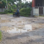 Kondisi jalan di Desa Kembangan usai diguyur hujan deras. Foto: SYUHUD/ BANGSAONLINE