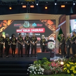 Kajati Jawa Timur, Mia Amiati, saat membuka Rapat Kerja Daerah Kejaksaan Tinggi Jawa Timur (Rakerda Kejati Jatim) tahun 2024 yang ditandai dengan pemukulan gong