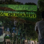 Aksi Damai Kreatif yang digelar Greenpeace Indonesia