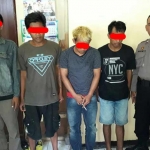 Empat tersangka  saat diamankan di Mapolsek Purwodadi.