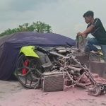 Kondisi mobil Lamborghini usai mengalami laka