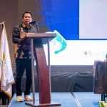 SAMBUTAN: Muh Zakaria Dimas Pratama saat Muscab ke-V BPC Hipmi Sidoarjo, Jumat (17/5/2024). Foto: Ist.