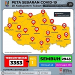 Peta Sebaran Covid-19 di Kabupaten Tuban. (foto: ist)