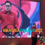 Bupati Kediri, Hanindhito Himawan Pramana, saat memberi sambutan dalam konsolidasi akbar DPD PDIP Jatim. Foto: MUJI HARJITA/BANGSAONLINE