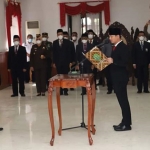 Suasana pelantikan Edy Supriyanto menjadi Sekdakab Trenggalek.